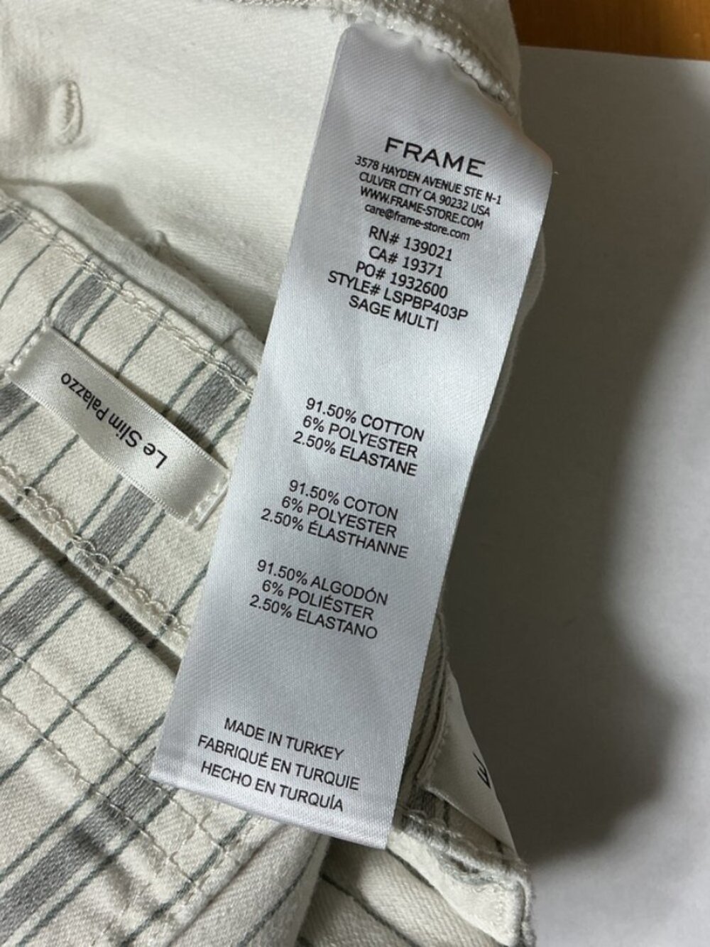 Frame Le Slim Palazzo Sage Multi Stripe High Waist Wide Leg Jeans 32 - Picture 5 of 5